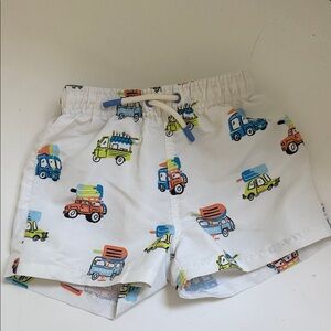 Zara Kids' White Shorts with Colorful Vehicle Print